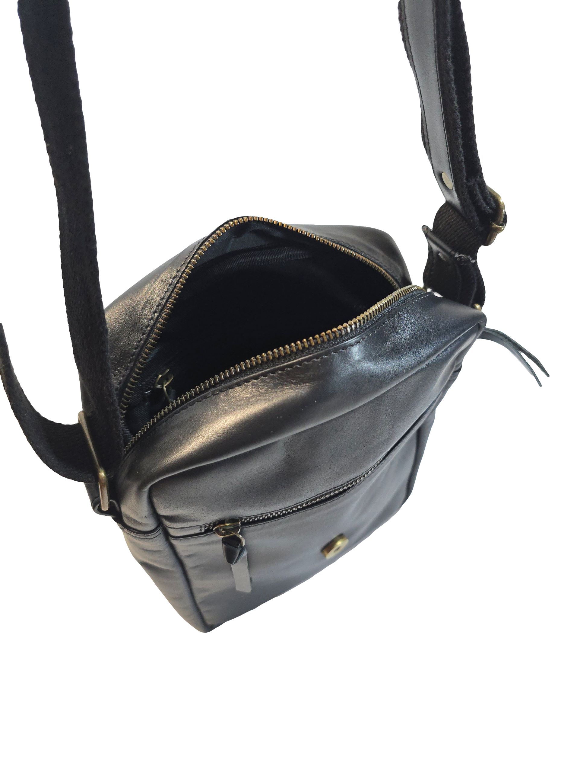 Мъжка кожена чанта "Камен" в черно - Image 3