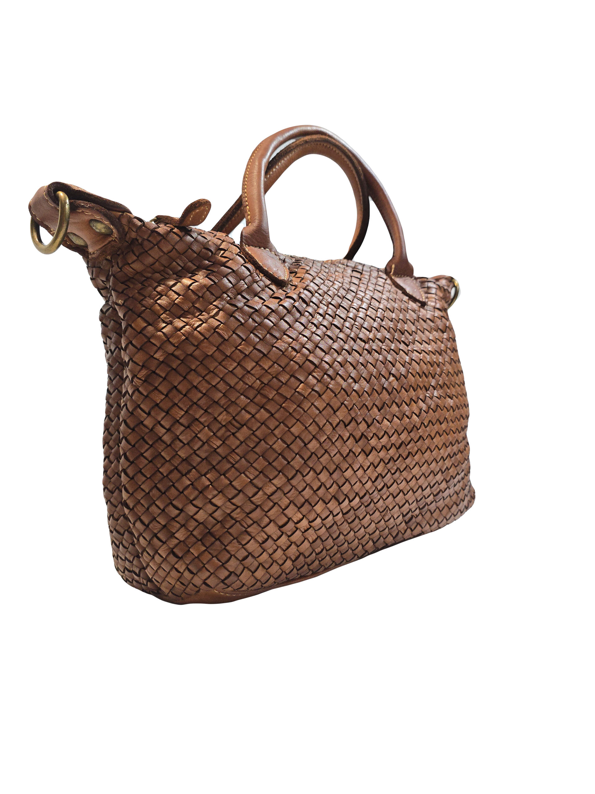 Плетена кожена чанта 