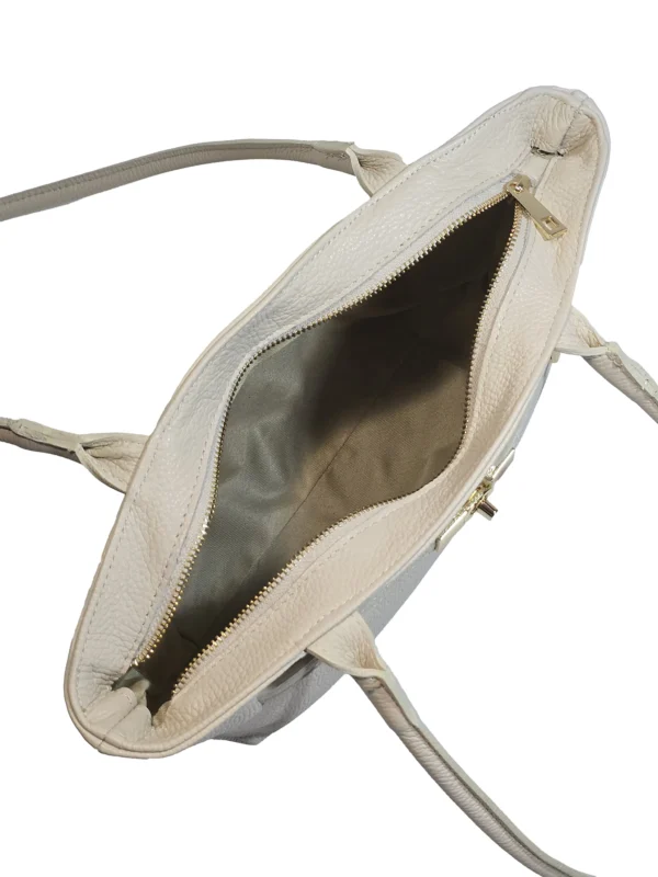 „Интериор на чанта Елика – горен цип, подплата и вътрешен ципов джоб“