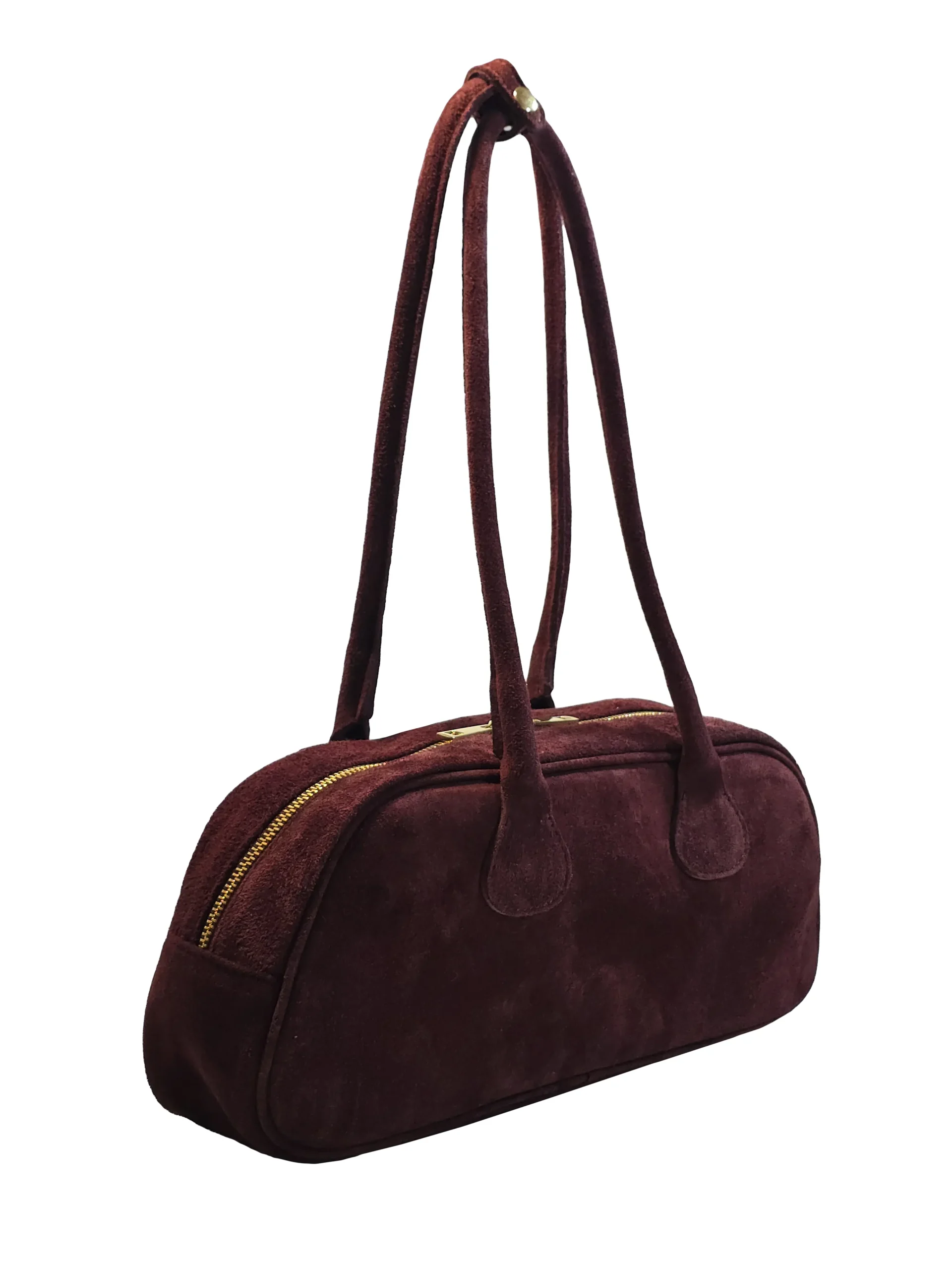 „Чанта Орена – 3/4 изглед с мека зърнеста кожа и горен цип“