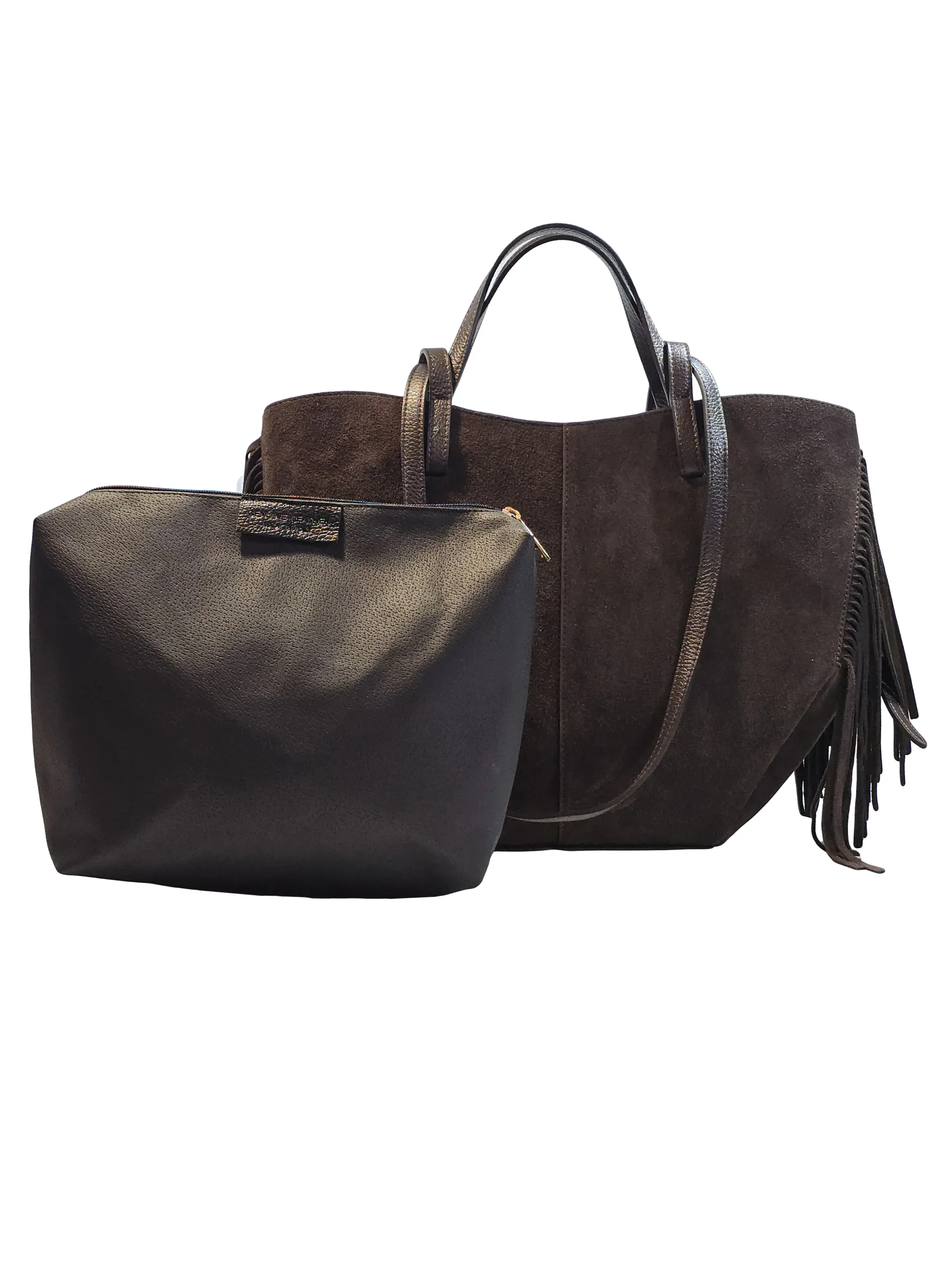 „Жана – велурена чанта с отделен сваляем несесер с цип“