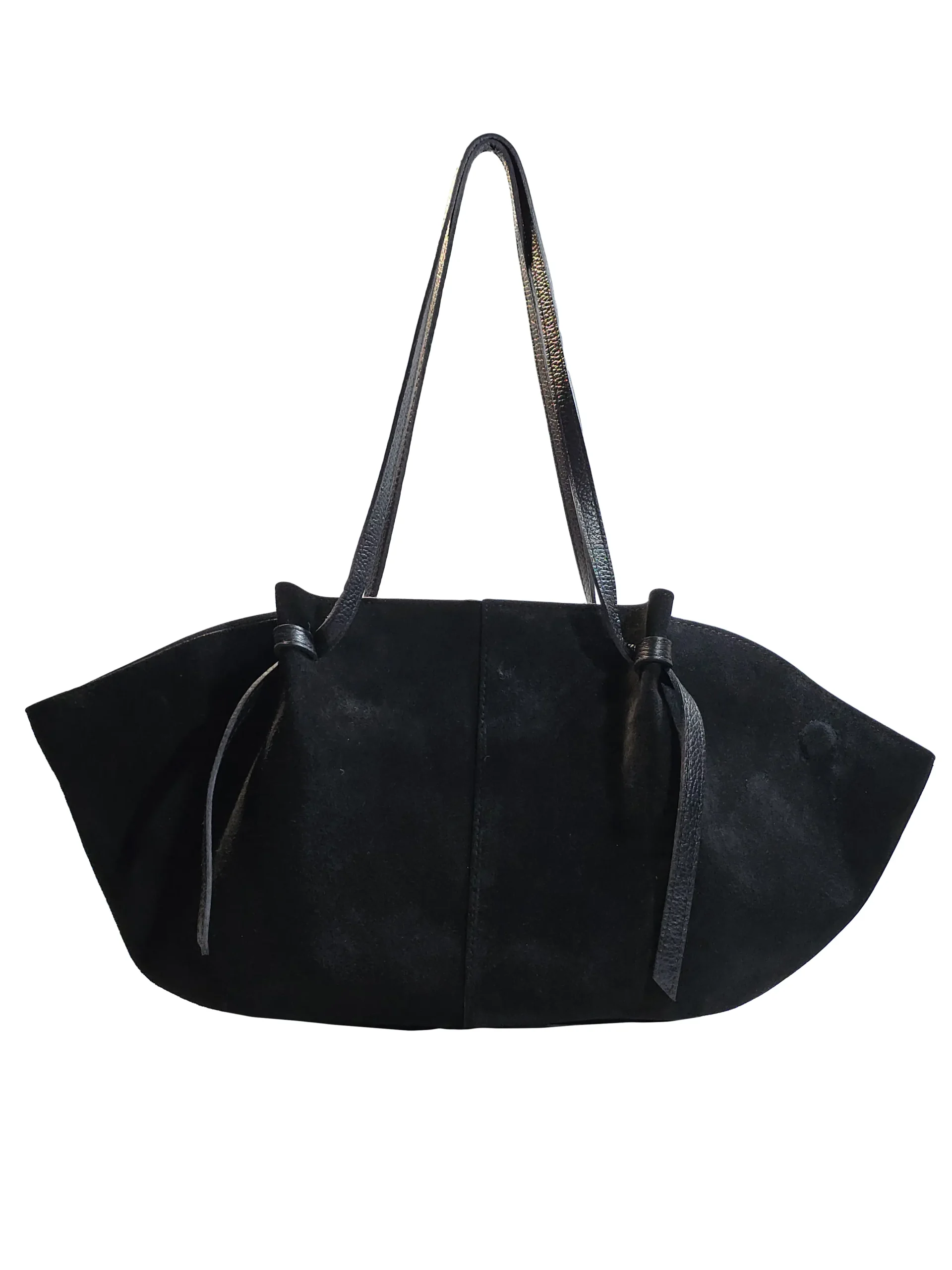 „Дамска чанта Боряна – велурен tote с регулируеми презрамки, изглед отпред“