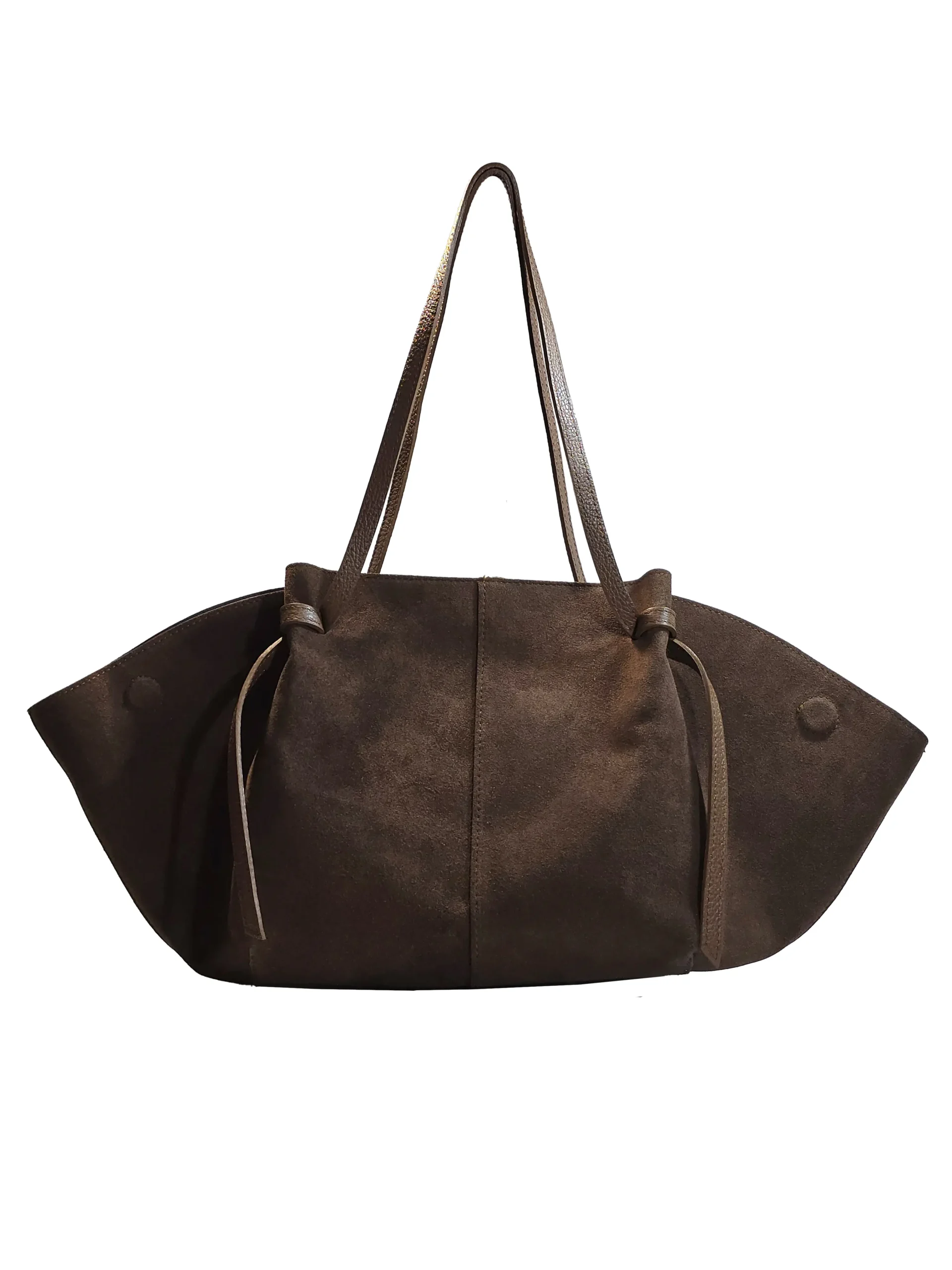 „Дамска чанта Боряна – велурен tote с регулируеми презрамки, изглед отпред“