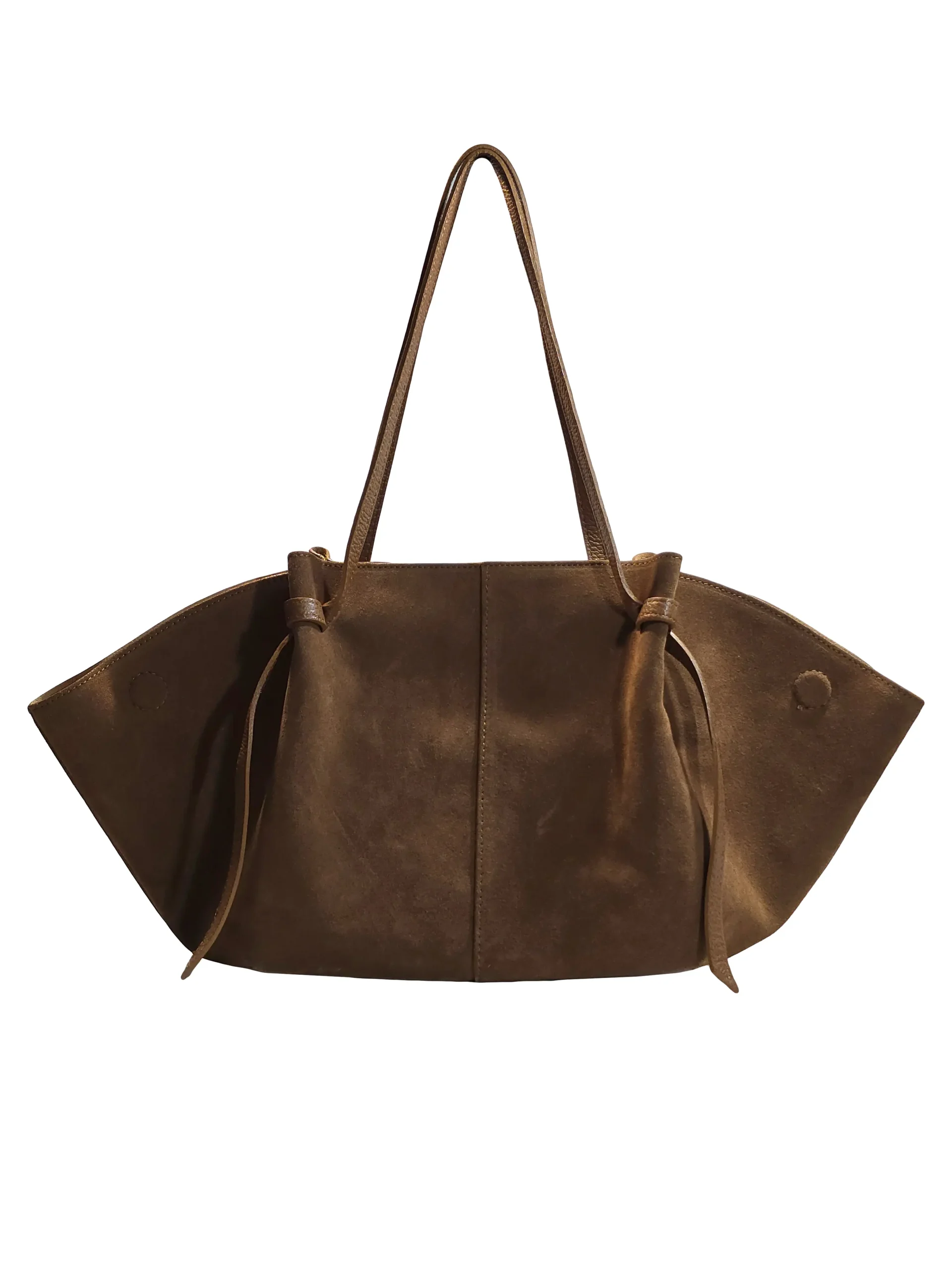 „Дамска чанта Боряна – велурен tote с регулируеми презрамки, изглед отпред“