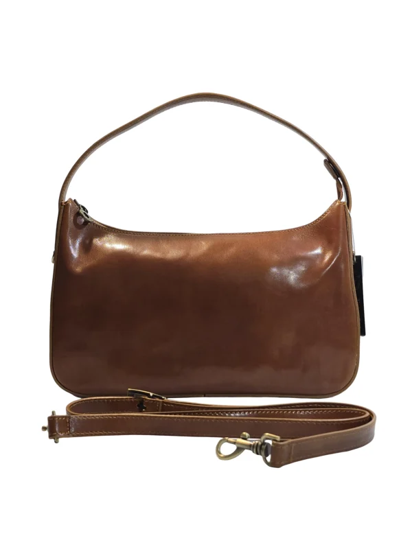 „Дамска чанта Мира – изглед отпред с дълга презрамка и карабинер“